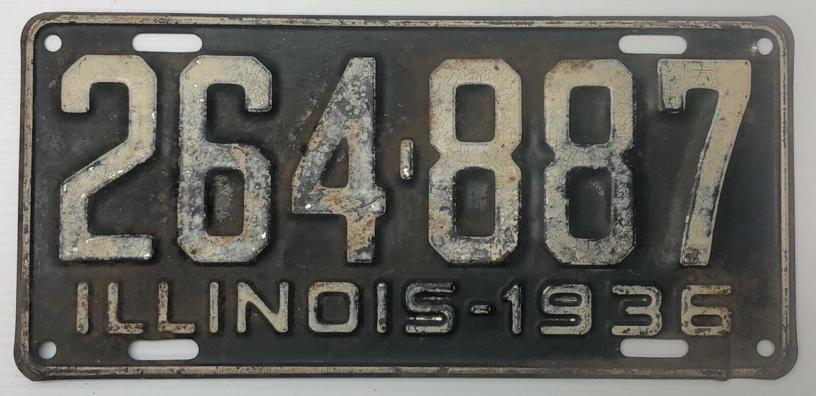 Vintage Single 1936 Illinois 6 Number 264-887 License Plate