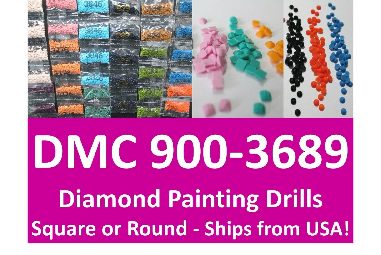 Diamond Painting Drills Dmc 900-3689 - Square Or Round - Individual Bags