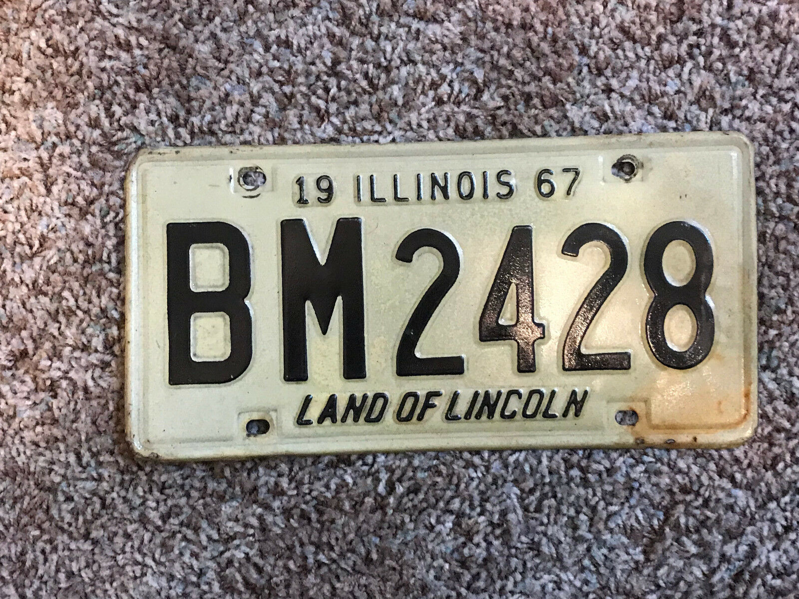 Vintage 1967 Illinois License Tag Bm 2428  Expired Over Three Years'
