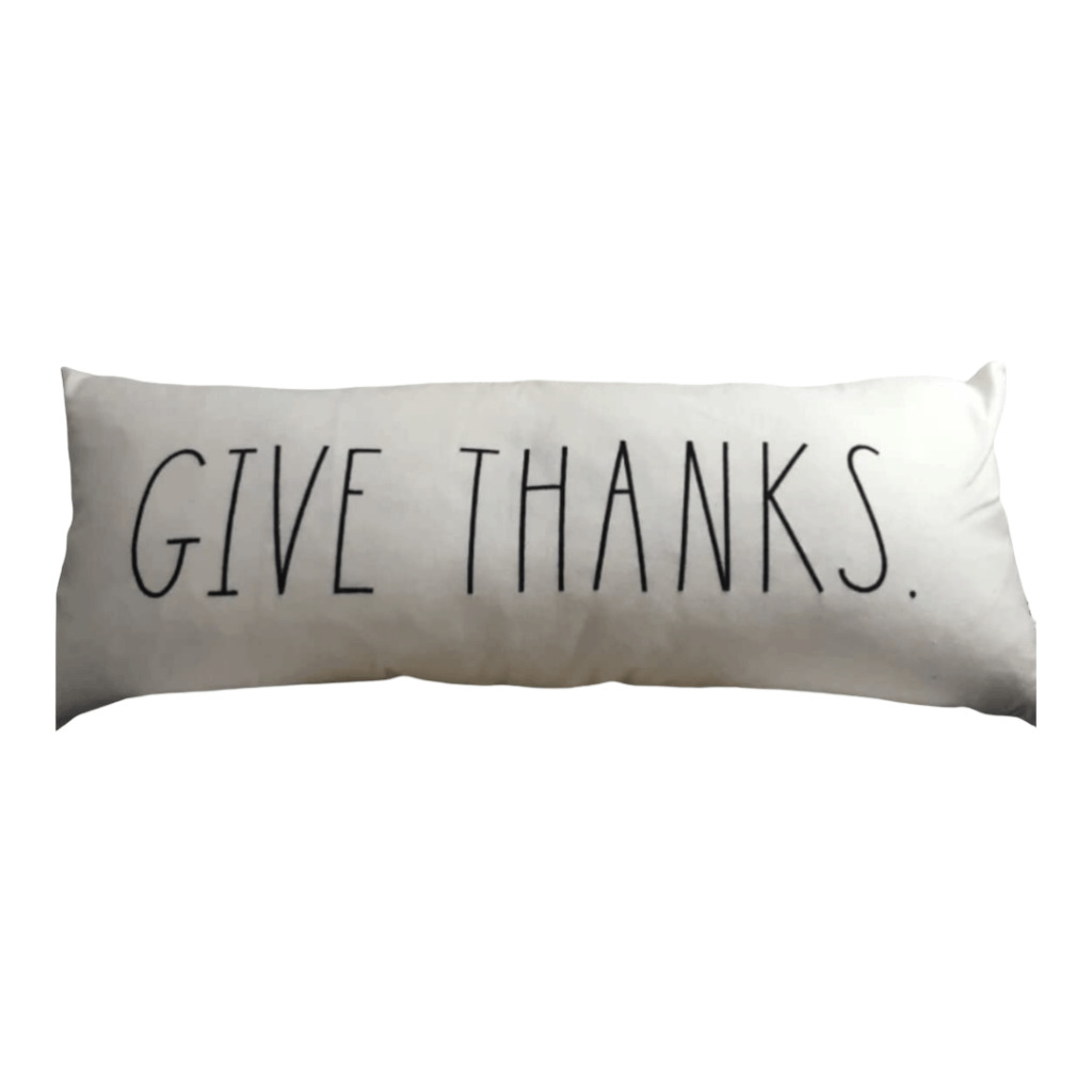 Rae Dunn Decorative Pillow With Give Thanks Embroidered, Off White Throw Pillow